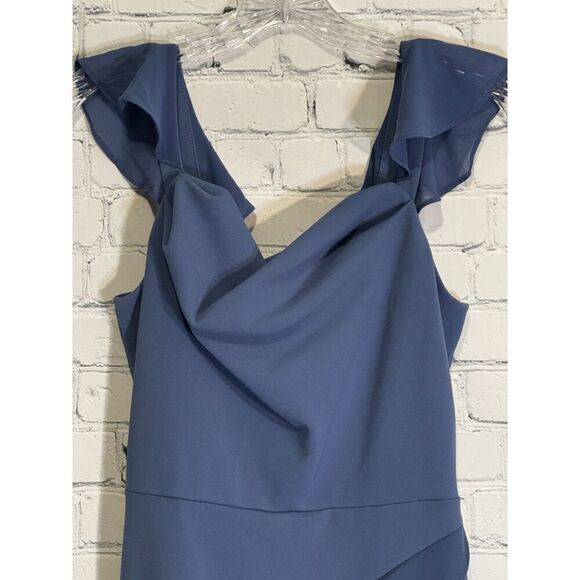 Women's Cowl Neck Sleeveless Ruffled Dress High Slit Cocktail Party Maxi Dress​ - Picture 9 of 15